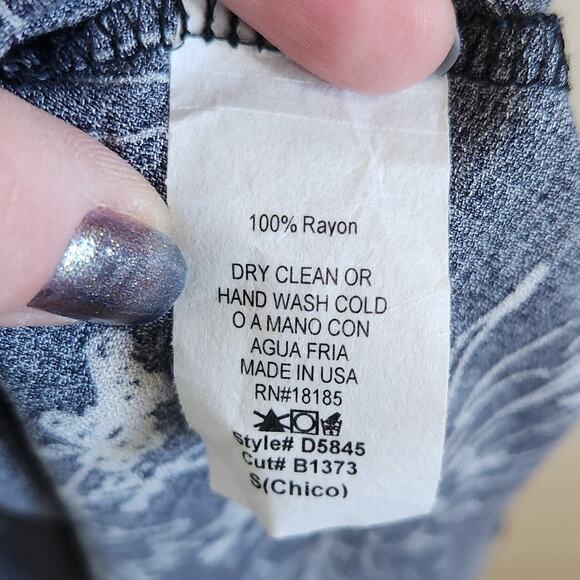 Carly Jean Off The Shoulder Midi Dress Ruffled Floral Navy Blue White Size Small - Picture 8 of 8